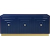 Meridian Furniture Cosmopolitan Navy Lacquer Sideboard with Gold Base