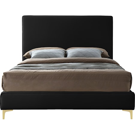 Contemporary Geri Full Bed Black Velvet