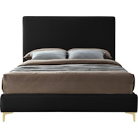 Contemporary Geri Queen Bed Black Velvet