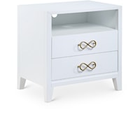 Contemporary Bowtie Nightstand White / Gold