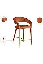 Meridian Furniture Destiny Contemporary Upholstered Cognac Velvet Dining Chair