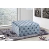 Meridian Furniture Ariel Sky Blue Velvet Accent Ottoman with Tufting