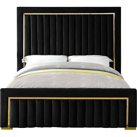 Contemporary Dolce Queen Bed Black Velvet