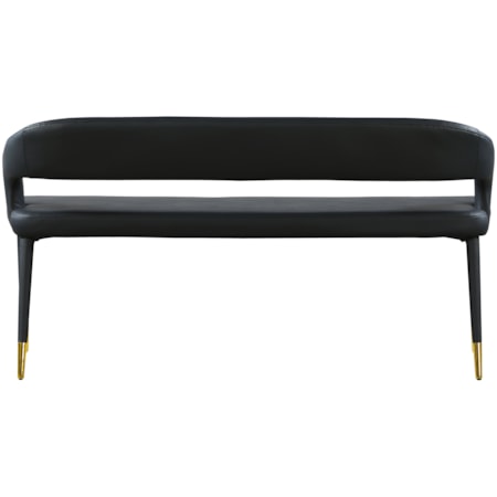 Upholstered Black Faux Leather Bench