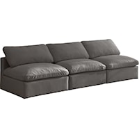 Plush Grey Velvet Standard Comfort Modular Sofa