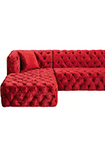 Meridian Furniture Coco 3-Piece Red Velvet Sectional Sofa with Tufting