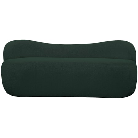 Upholstered Green Boucle Fabric Bench