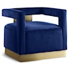 Meridian Furniture Armani Navy Velvet Accent Chair with Gold Base