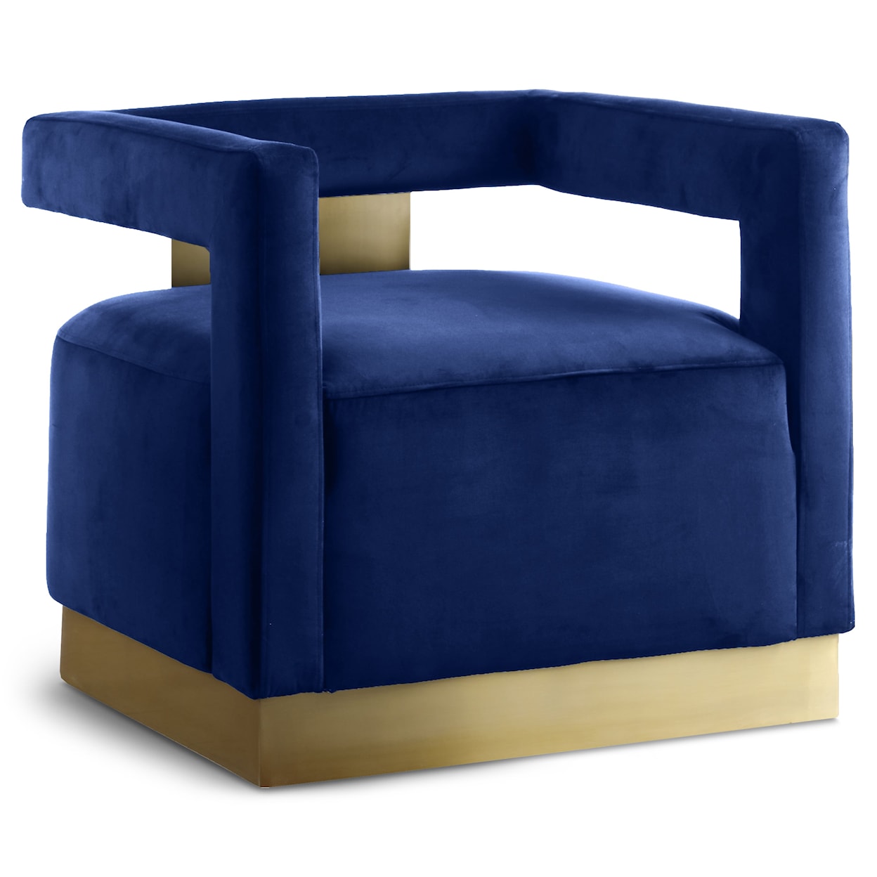 Meridian Furniture Armani Navy Velvet Accent Chair with Gold Base