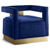 Contemporary Navy Velvet Accent Chair with Gold Base