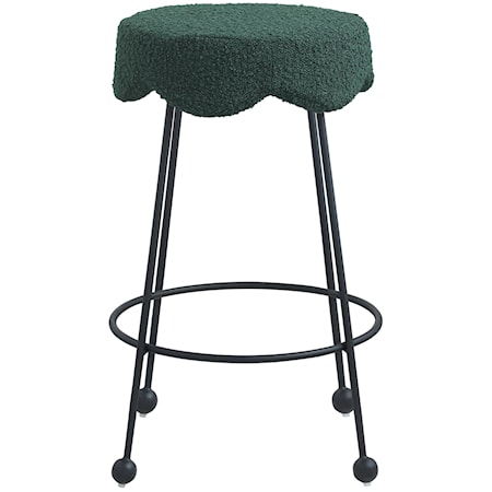 Upholstered Green Boucle Counter Stool