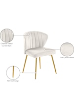 Meridian Furniture Finley Contemporary Cream Velvet Dining Chair with Gold Legs