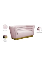 Meridian Furniture Bellini Contemporary Cream Velvet Loveseat with Gold Steel Base