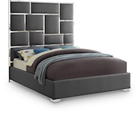 Milan Grey Faux Leather Queen Bed