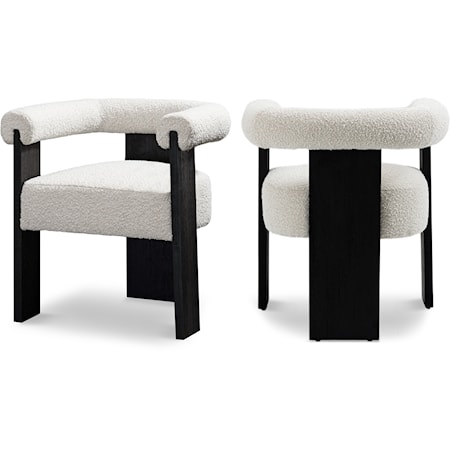 Fabric Barrel Dining Chair with Black Frame