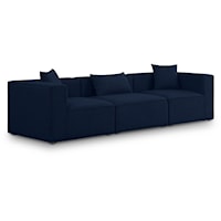 Cube Navy Durable Linen Textured Modular Sofa