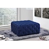 Meridian Furniture Ariel Navy Velvet Accent Ottoman with Tufting