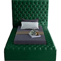 Contemporary Bliss Twin Bed Green Velvet