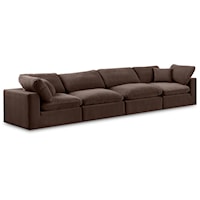 Comfy Brown Velvet Modular Sofa