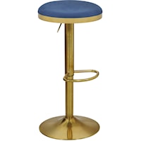 Contemporary Velvet Adjustable Stool with Gold Base
