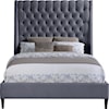 Meridian Furniture Fritz Upholstered Grey Velvet Queen Bed 