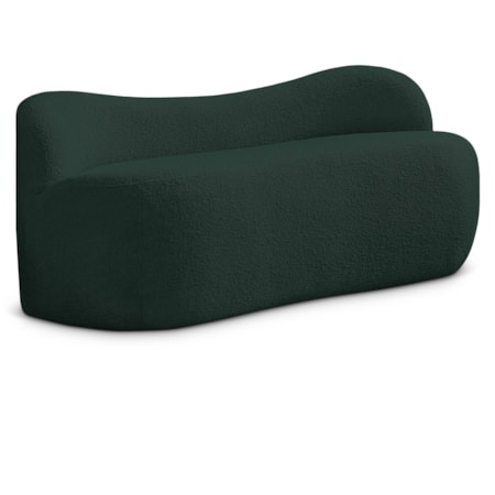 Upholstered Green Boucle Fabric Bench