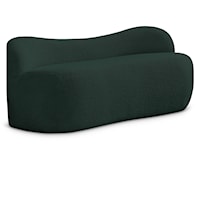Contemporary Upholstered Green Boucle Fabric Bench
