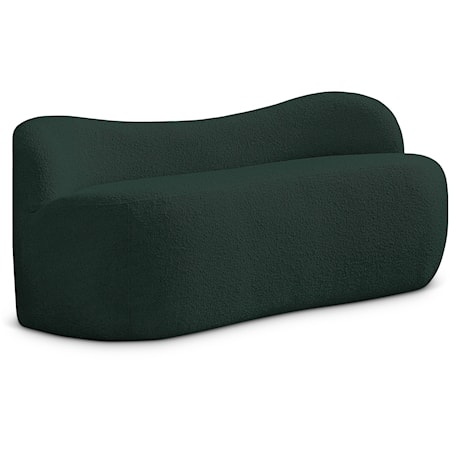 Upholstered Green Boucle Fabric Bench