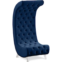 Contemporary Navy Velvet Upholstered Accent Chair