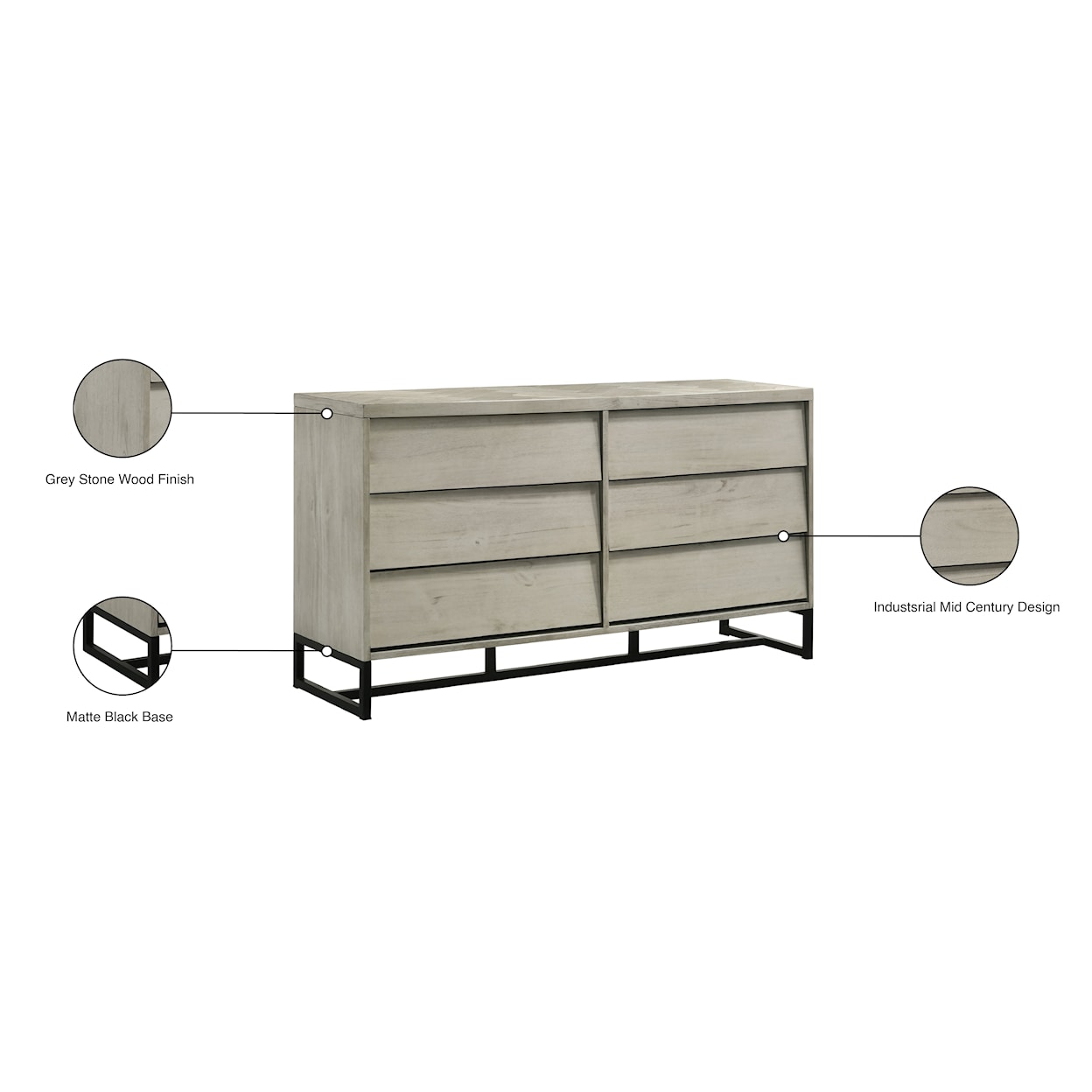 Meridian Furniture Weston 6-Drawer Dresser