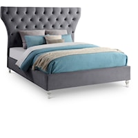Kira Grey Velvet Queen Bed