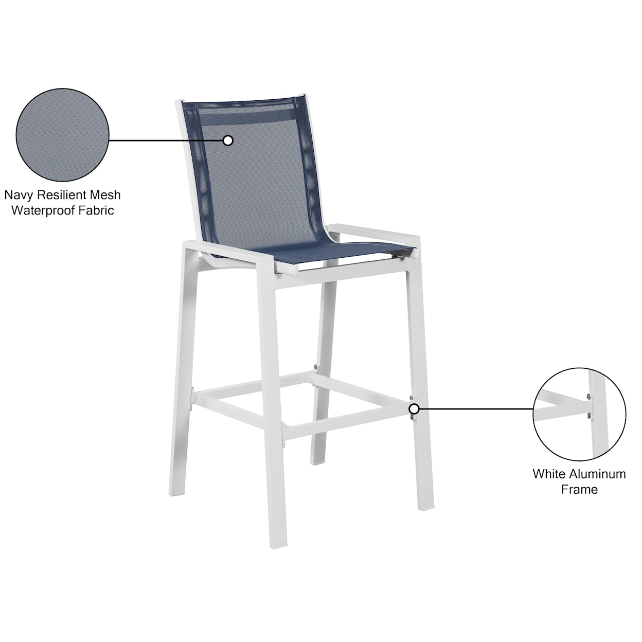 Meridian Furniture Nizuc Aluminum Mesh Barstool