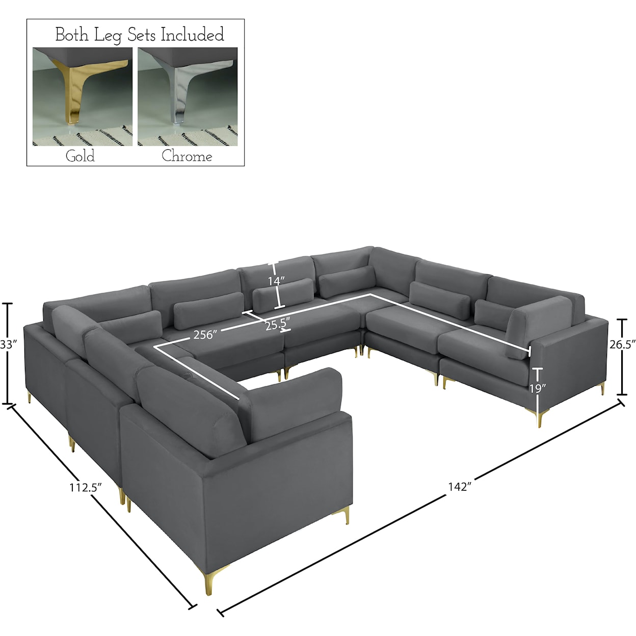 Meridian Furniture Julia Modular Sectional (8 Boxes)