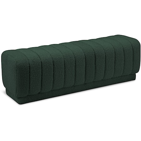 Heathrow Green Boucle Fabric Ottoman/Bench