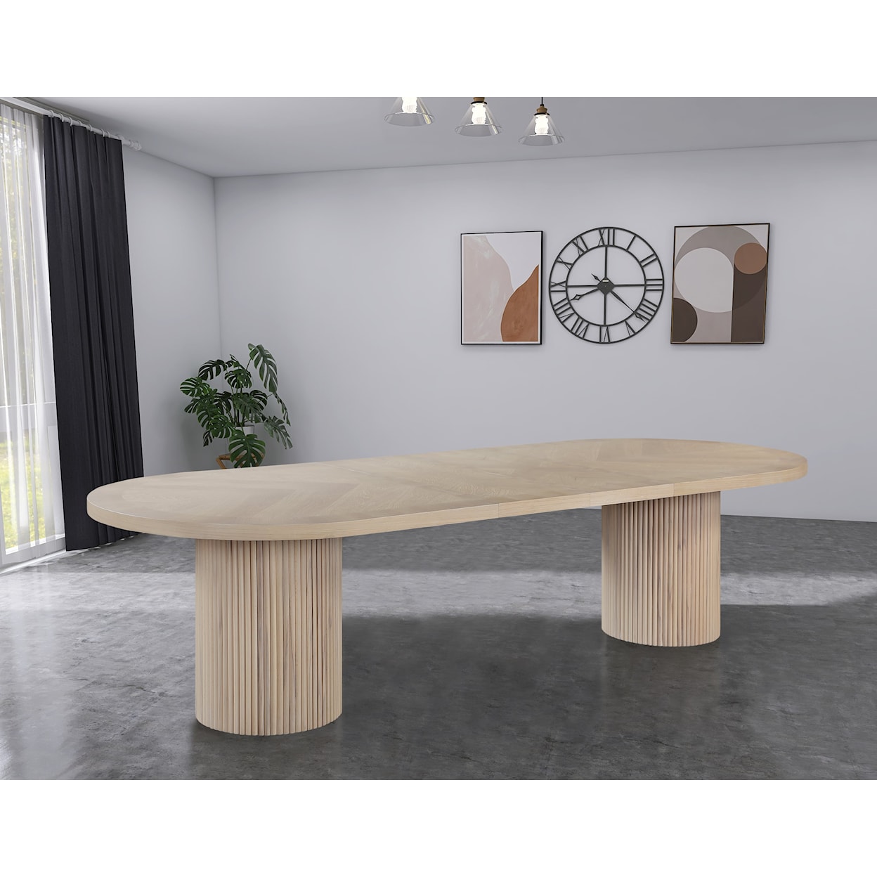 Meridian Furniture Belinda White Oak Dining Table with Table Leaves
