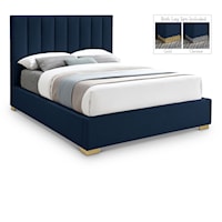 Pierce Navy Linen Textured Fabric King Bed