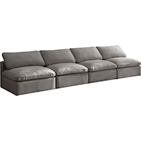 Plush Grey Velvet Standard Comfort Modular Sofa