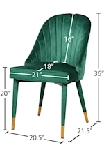 Meridian Furniture Belle Contemporary Green Velvet Dining Chair