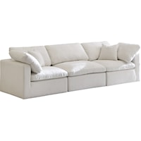 Plush Cream Velvet Standard Comfort Modular Sofa