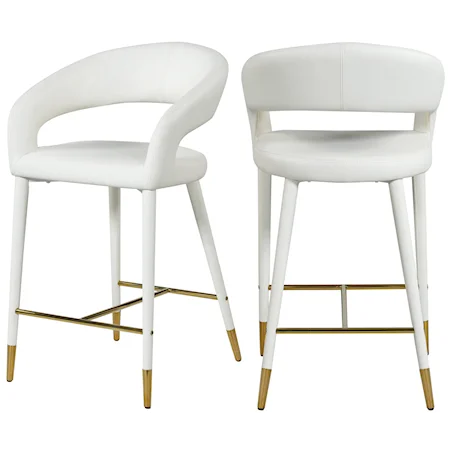 Contemporary Upholstered White Faux Leather Counter Stool