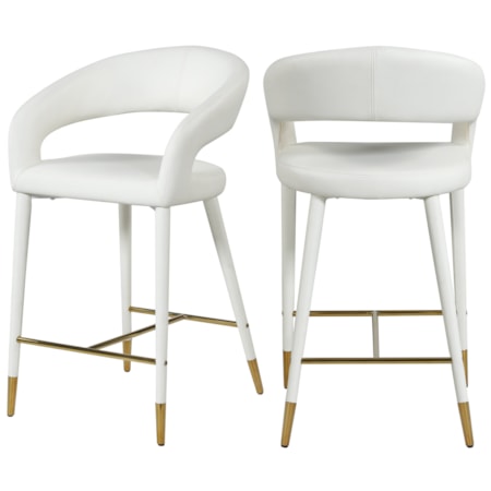 Upholstered White Faux Leather Counter Stool