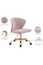 Meridian Furniture Finley Contemporary Pink Velvet Swivel Office Chair with Gold Base