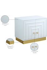 Meridian Furniture Cosmopolitan Contemporary White Lacquer Side Table with Gold Base