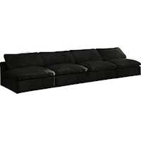 Cozy Black Velvet Comfort Modular Armless Sofa