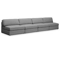 Beckham Grey Durable Linen Textured Fabric Modular Sofa