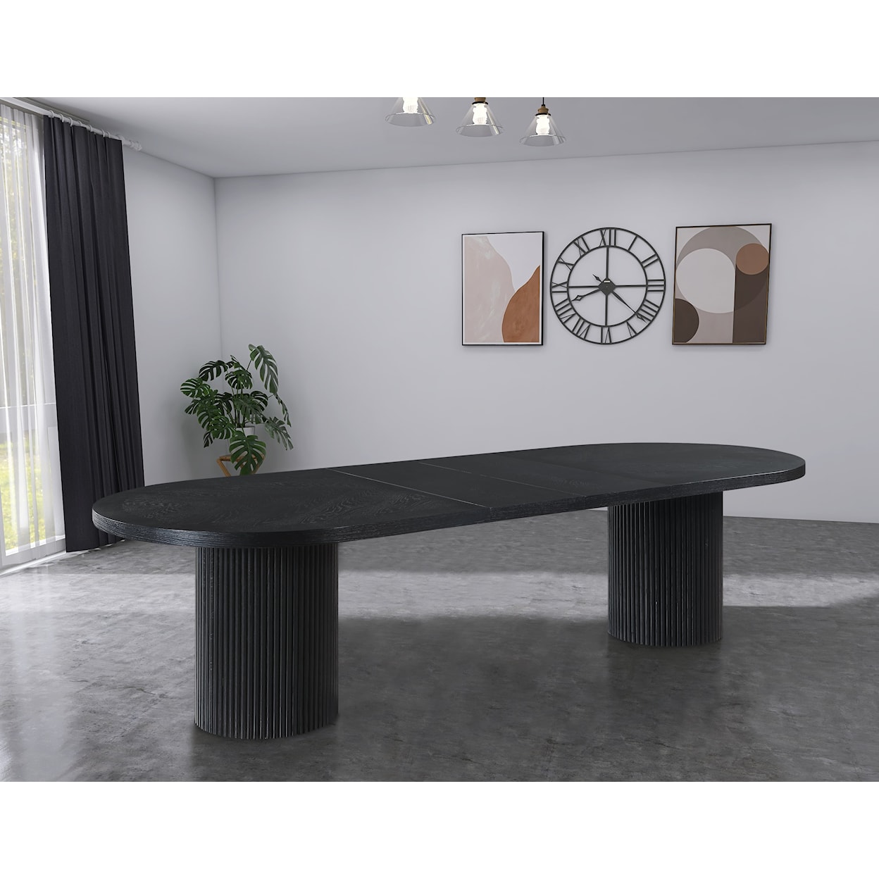 Meridian Furniture Belinda Black Oak Dining Table with Table Leaves