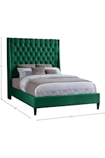 Meridian Furniture Fritz Contemporary Upholstered Navy Velvet Queen Bed with Tufting