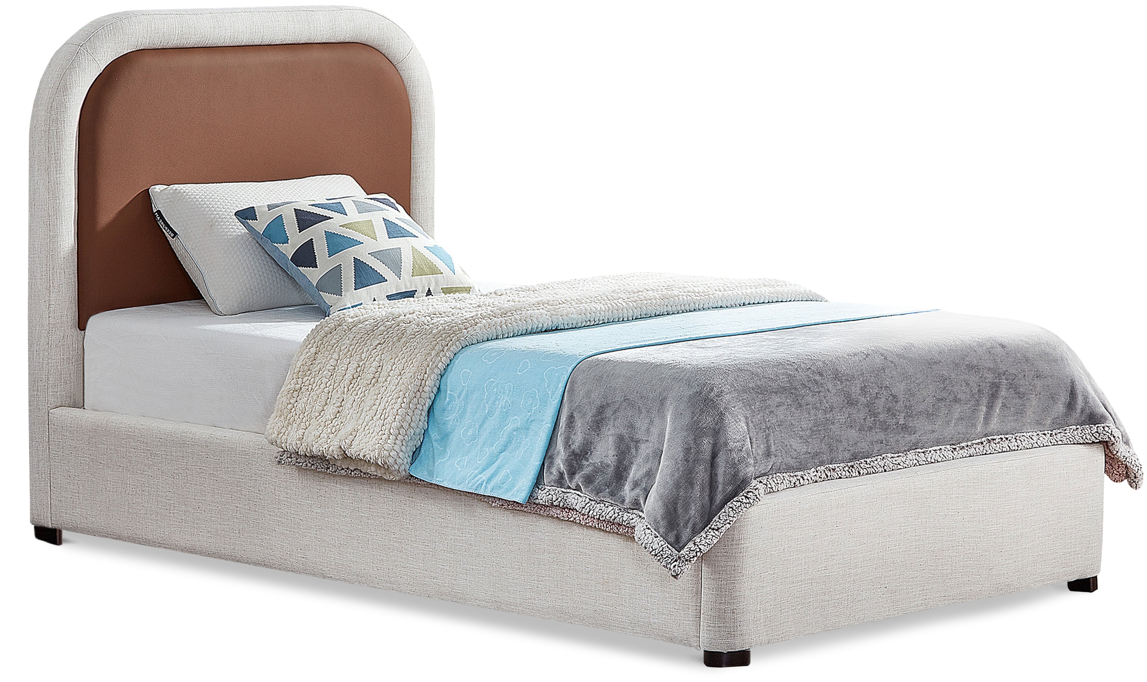 Low profile upholstered on sale twin bed