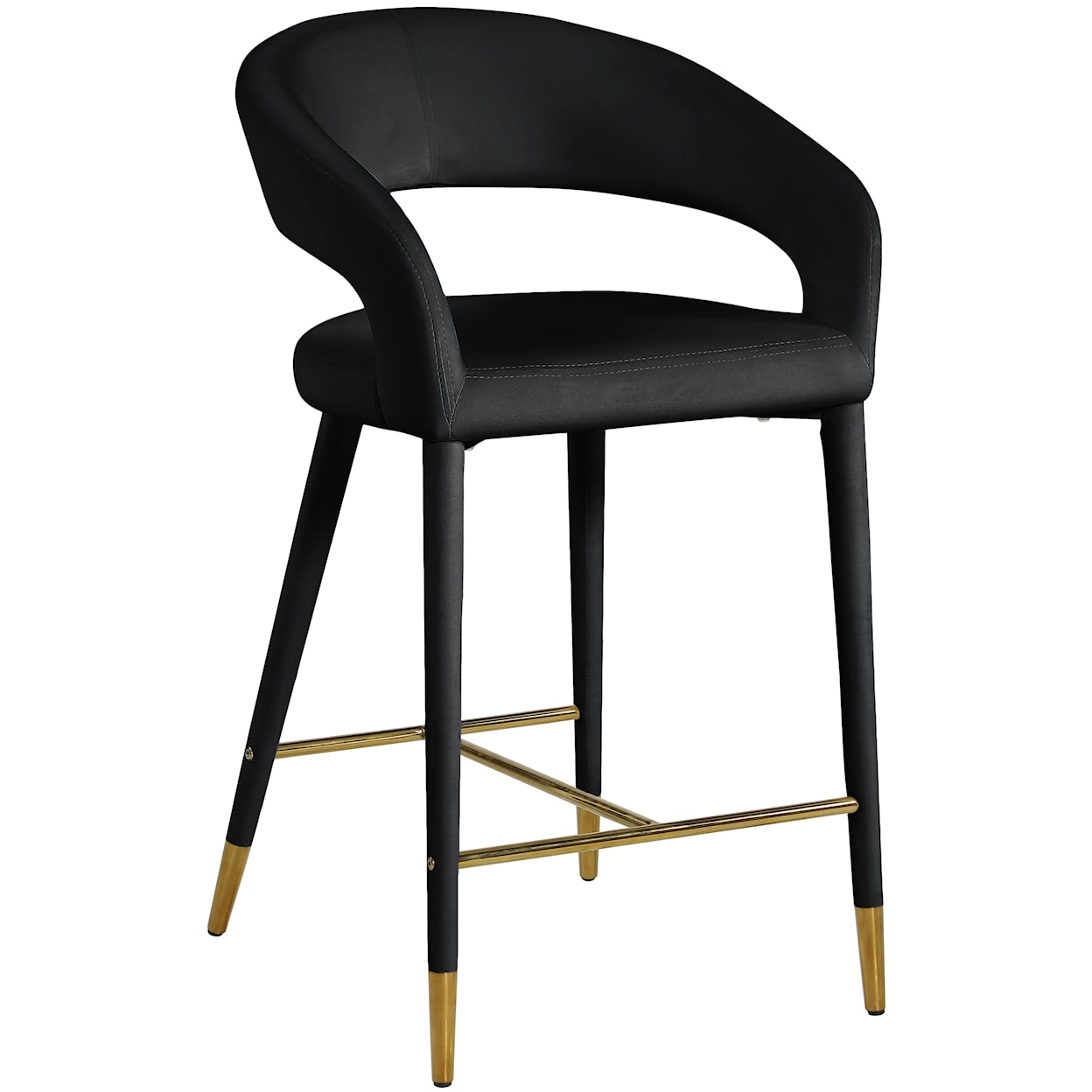 Meridian Furniture Destiny Upholstered Black Velvet Counter Stool