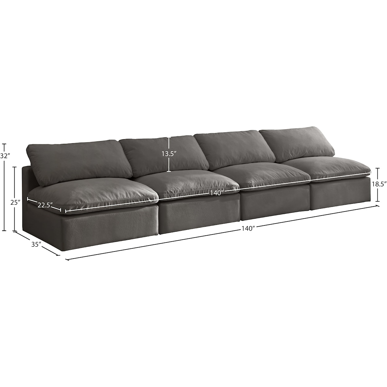 Meridian Furniture Plush Standard Comfort Modular Sofa